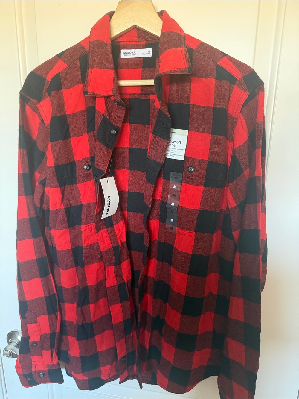 Sonoma Red and Black Buffalo Plaid Button-Down Shirt